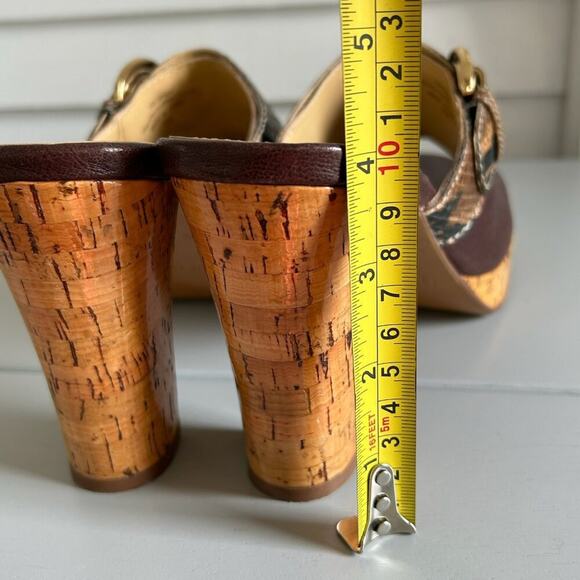 Unisa Leather Cork Heel Sandals Snake Print Buckle Open Toe Slip-On Size 10B - Picture 15 of 15